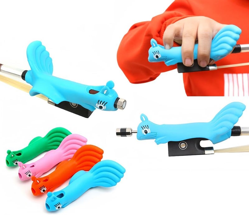 Conboxus Violin/Viola Bow Holder Violin Bow Grip For Beginner Violin Holder Teaching Aid Accessory Soft protect finger Cute squirrel-shaped Bright Colors (blue) - Image 5